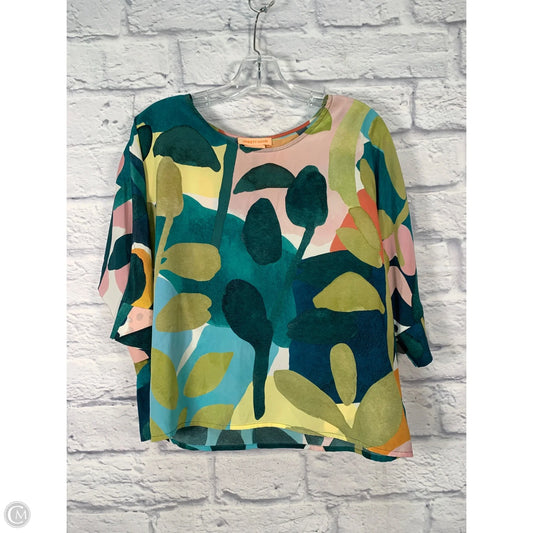 Blouse Short Sleeve By Anthropologie In Green & Pink, Size: S