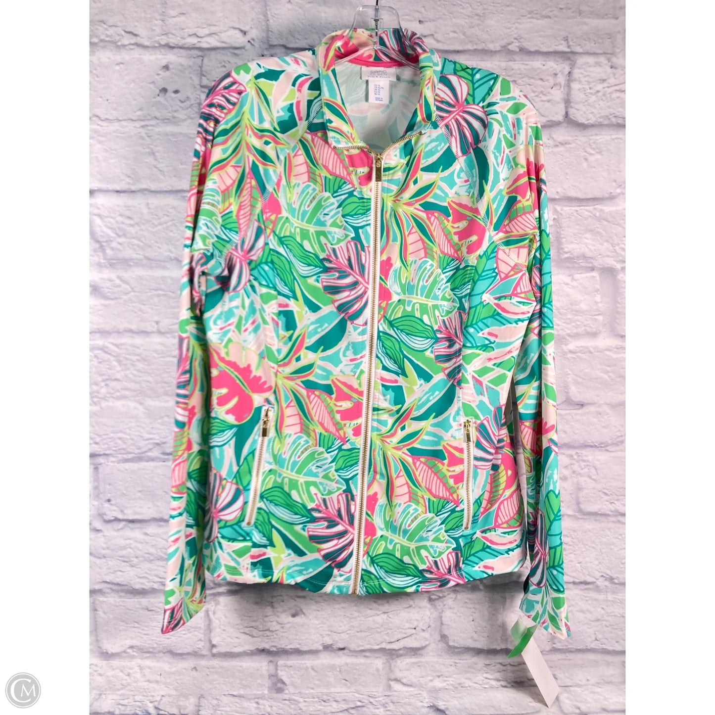 Athletic Jacket By Sigrid Olsen In Green & Pink, Size: Xl