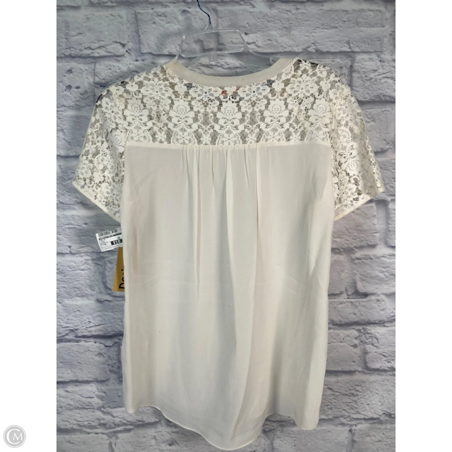 Top Short Sleeve By Rebecca Taylor In Ivory, Size: Xs
