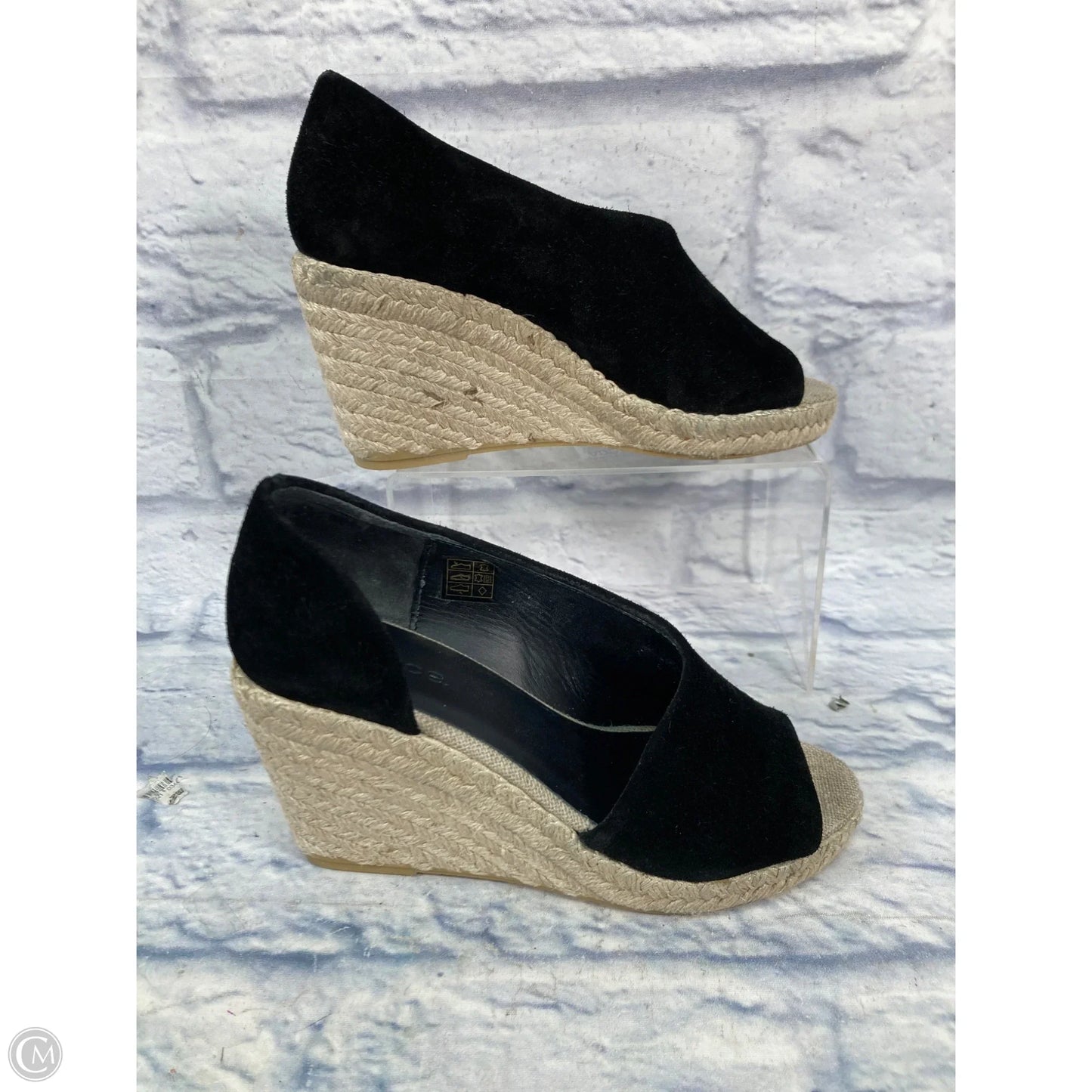 Sandals Heels Wedge By Vince In Black & Tan, Size: 6.5
