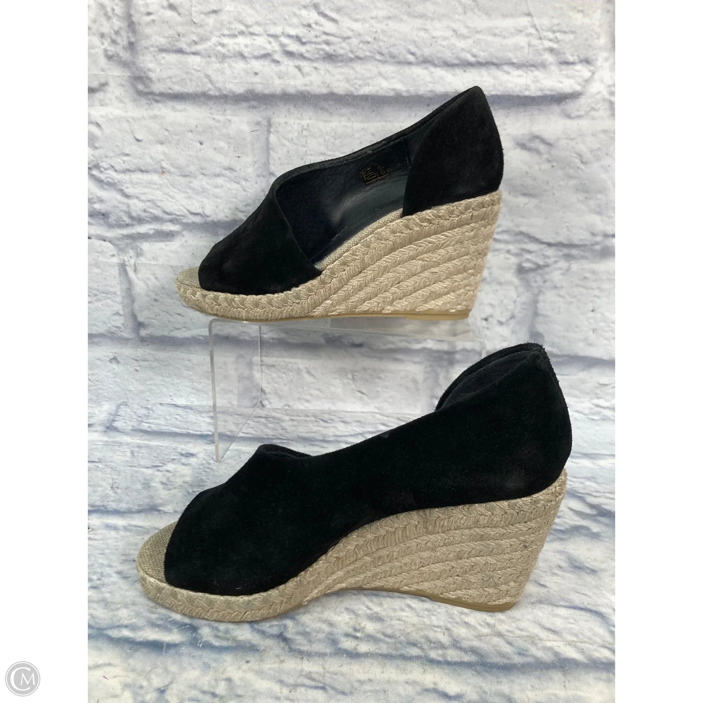 Sandals Heels Wedge By Vince In Black & Tan, Size: 6.5