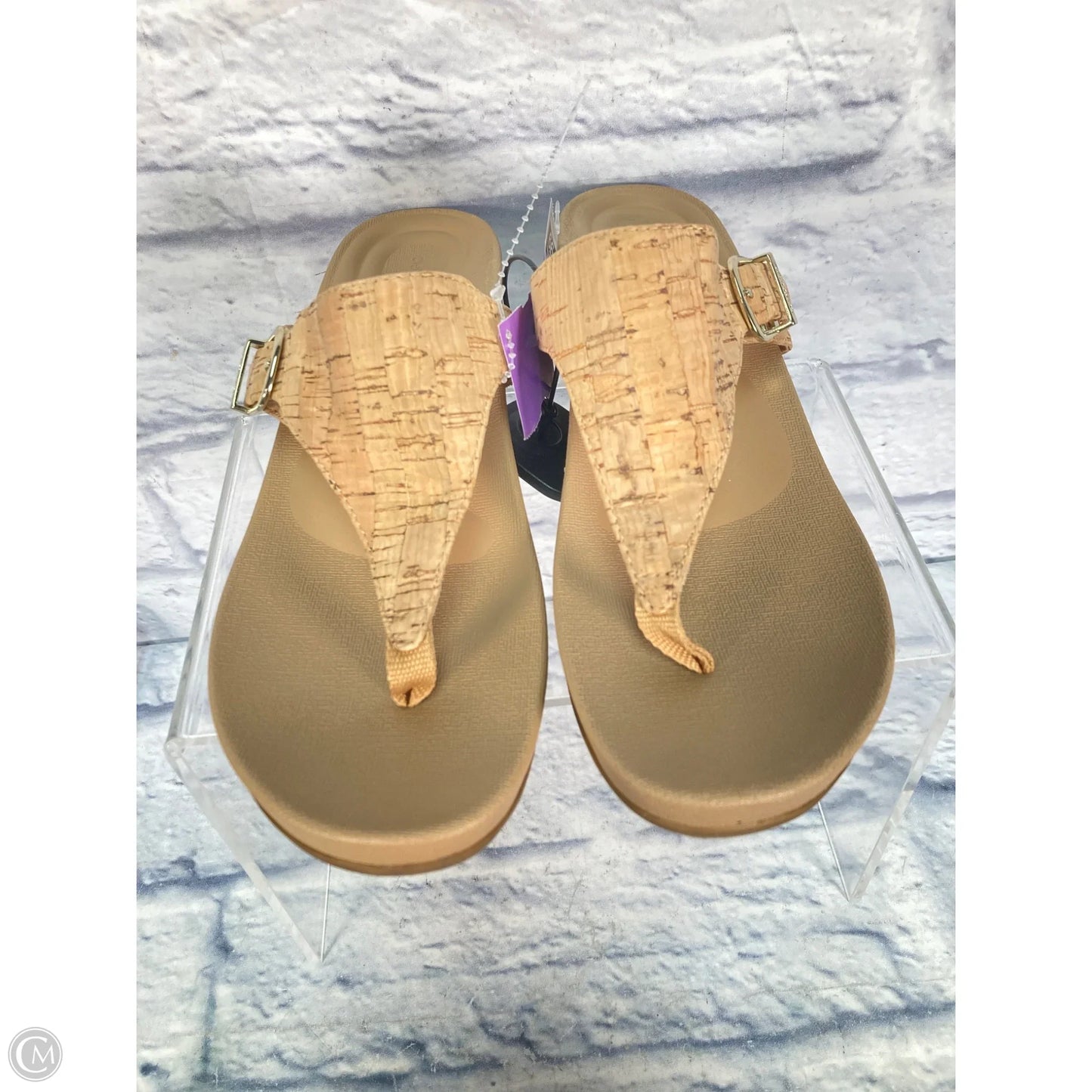 Sandals Heels Wedge By Aetrex In Beige, Size: 10