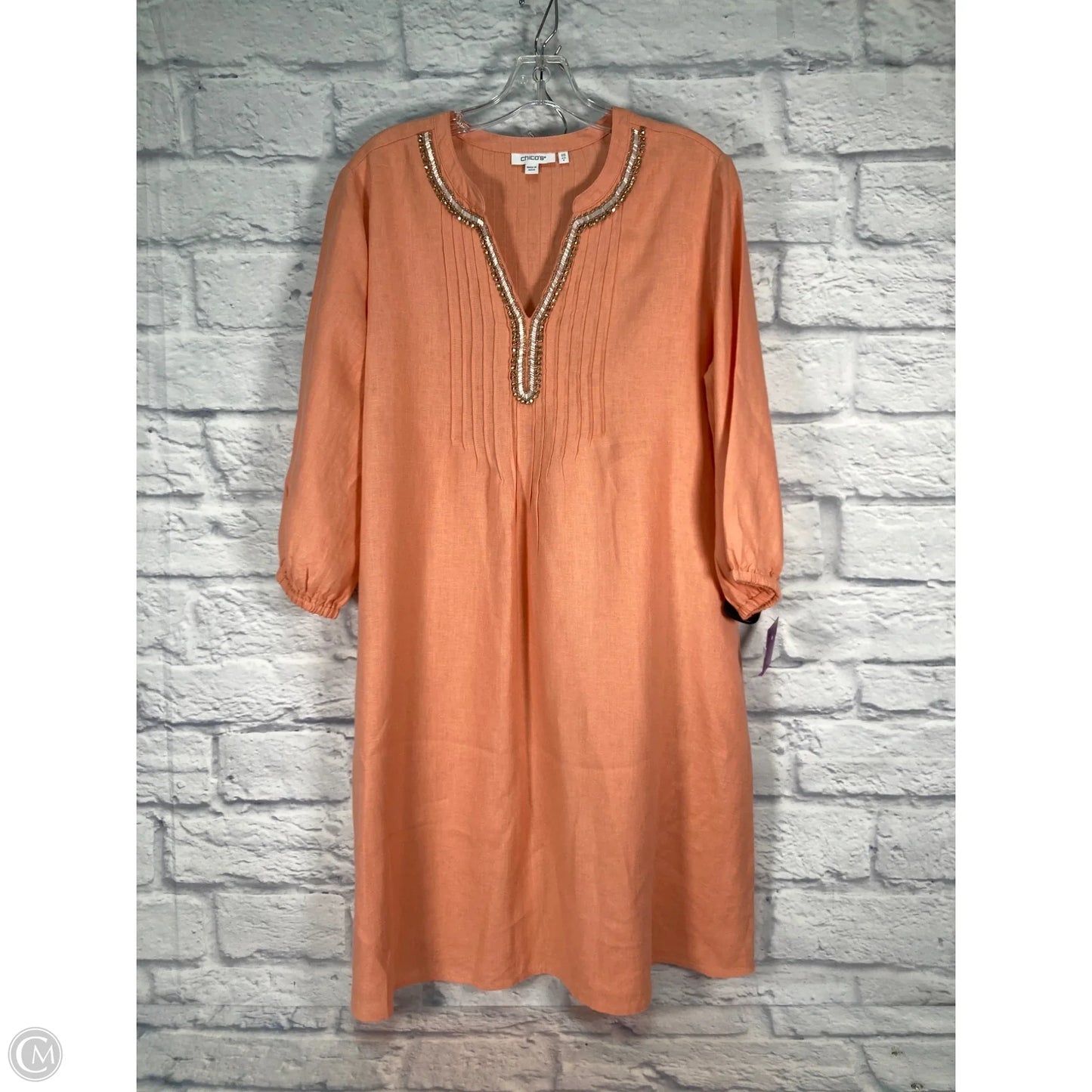 Dress Casual Midi By Chicos In Peach, Size: S