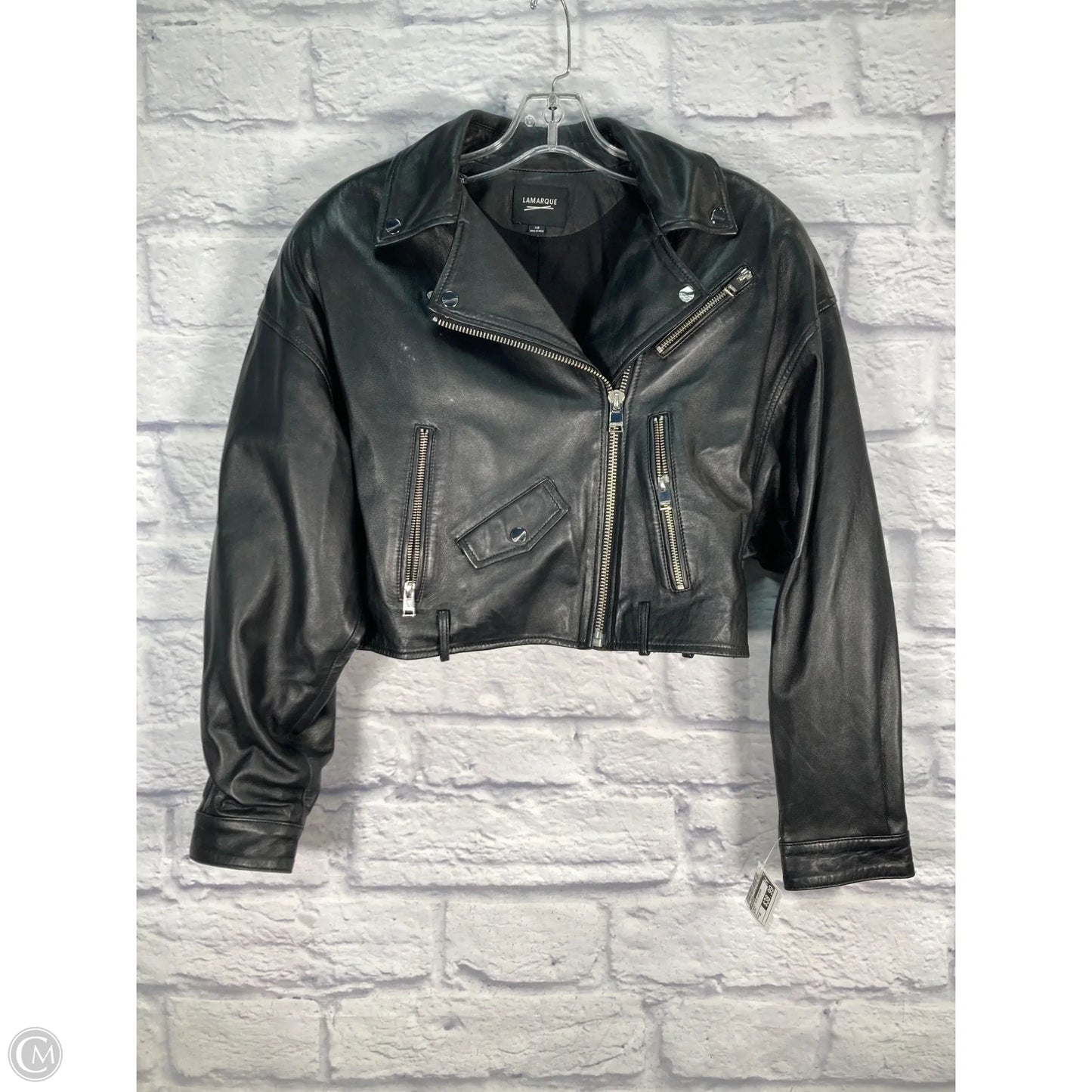 Jacket Moto Leather By Lamarque In Black, Size: Xs