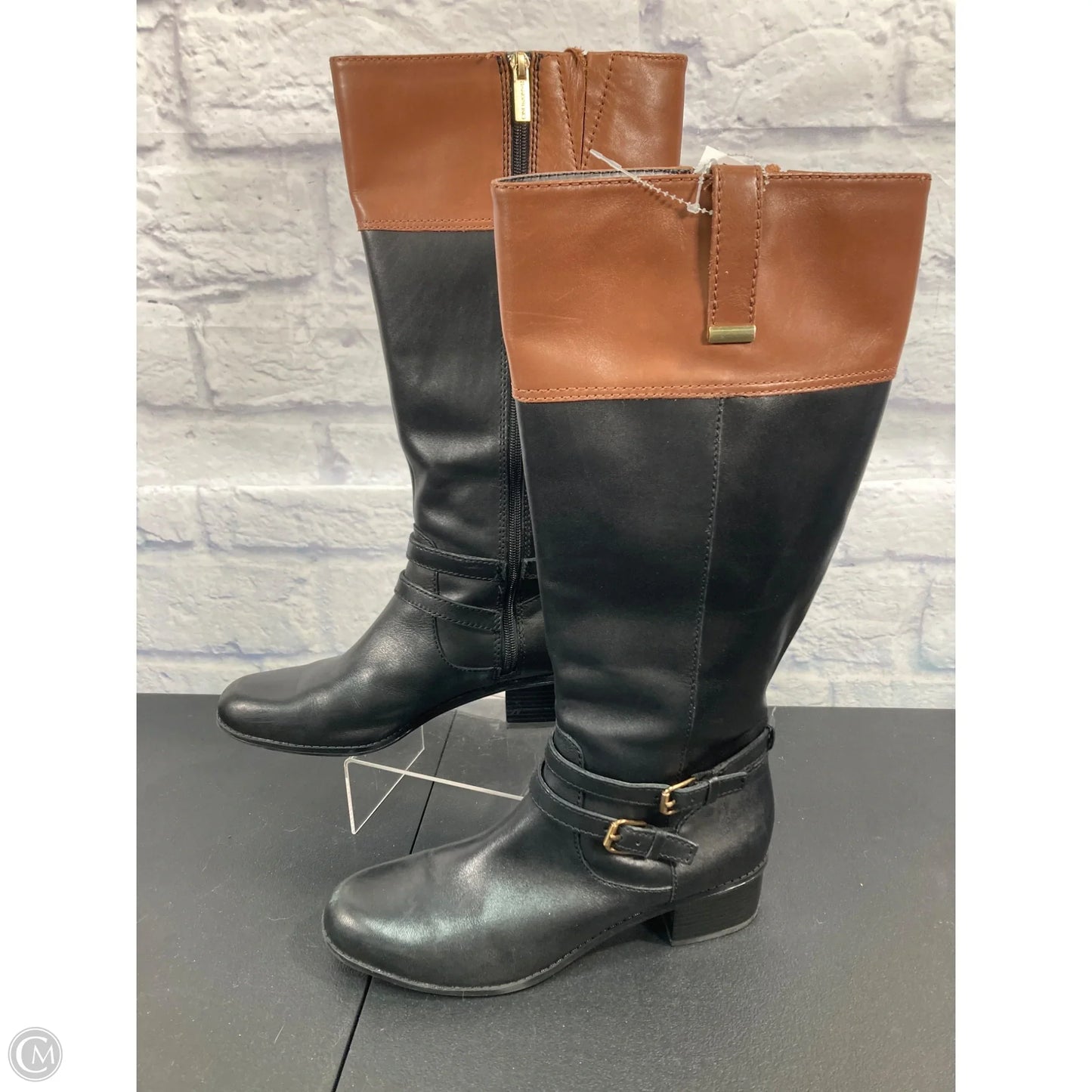 Boots Leather By Bandolino In Black & Brown, Size: 8.5