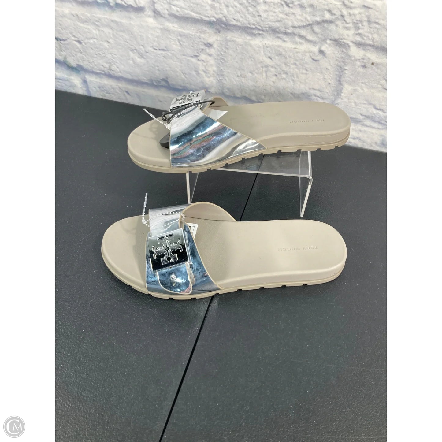 Sandals Designer By Tory Burch In Silver, Size: 7
