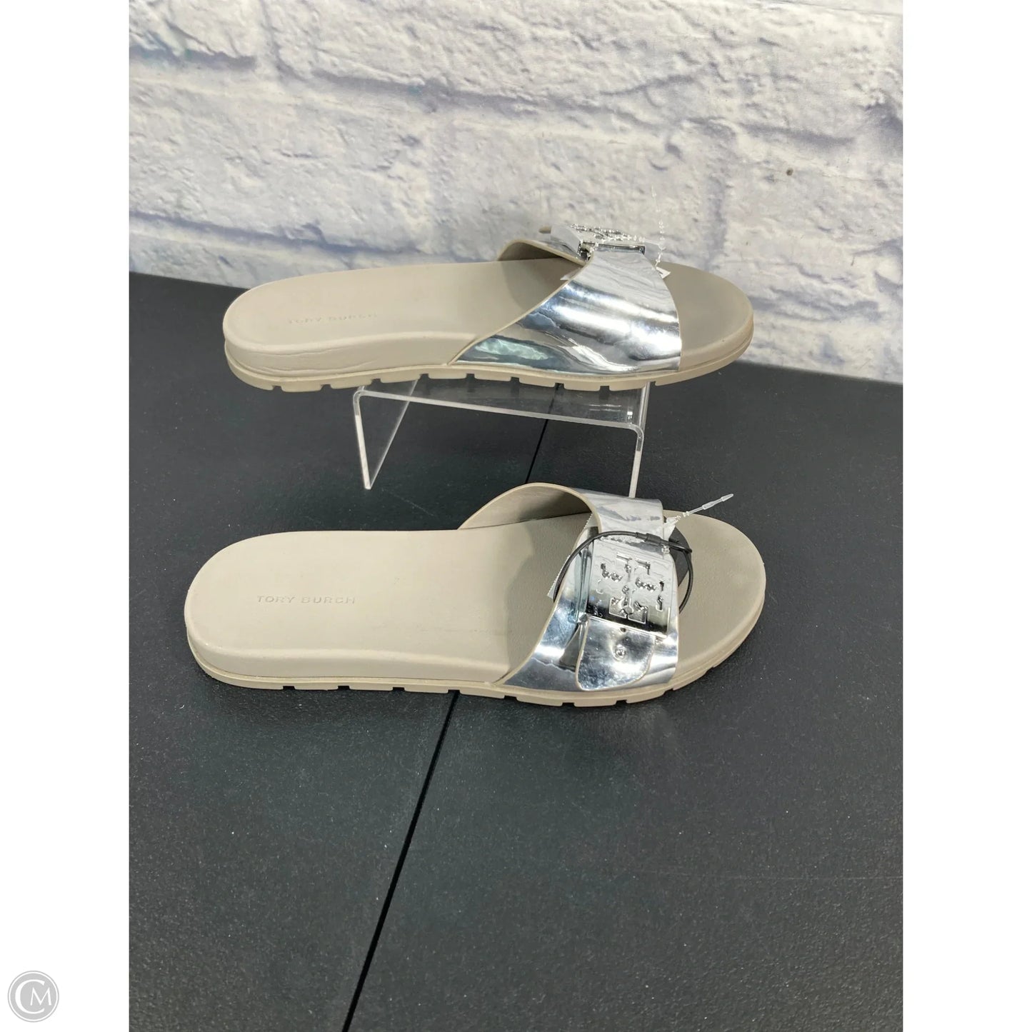 Sandals Designer By Tory Burch In Silver, Size: 7
