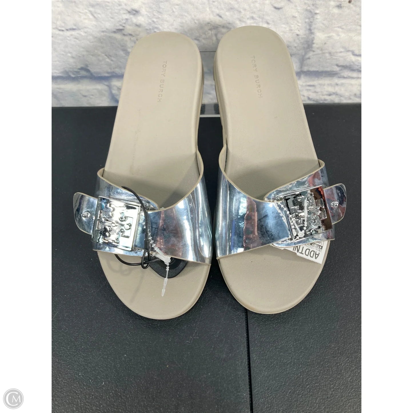 Sandals Designer By Tory Burch In Silver, Size: 7