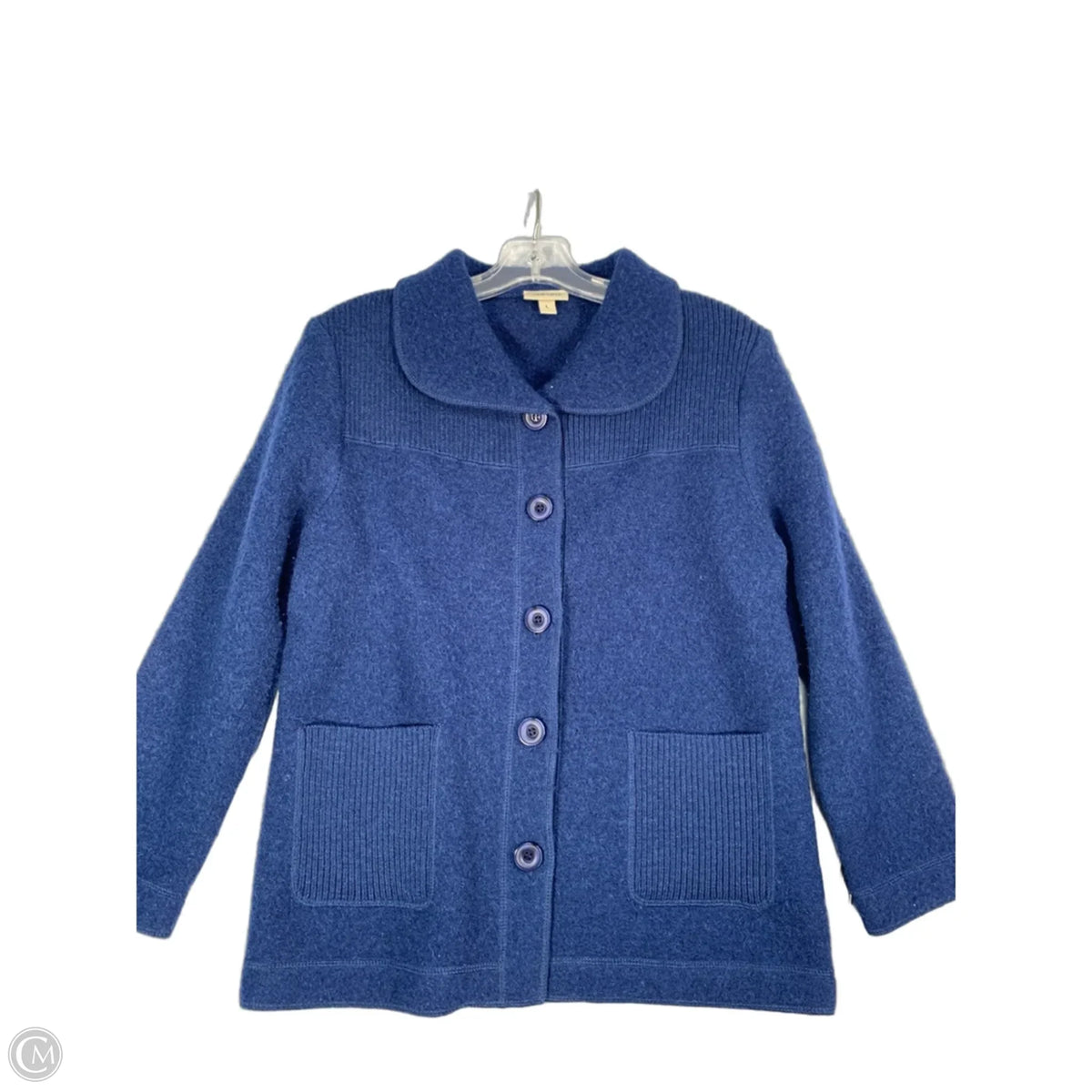 Coat Wool By Clothes Mentor In Blue, Size: L