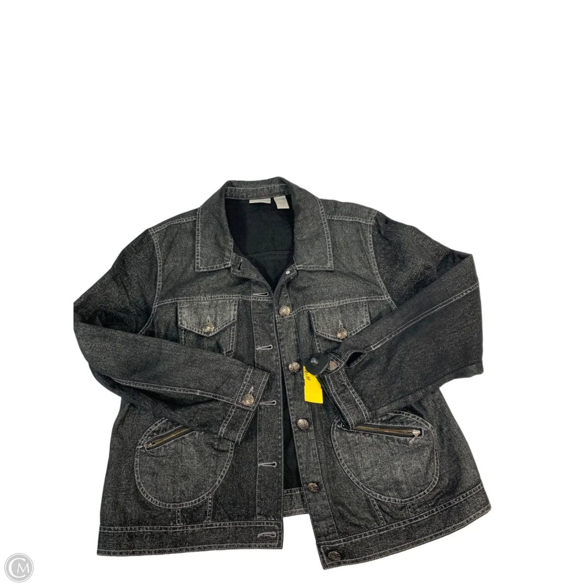 Jacket Denim By Chicos In Grey, Size: Xl