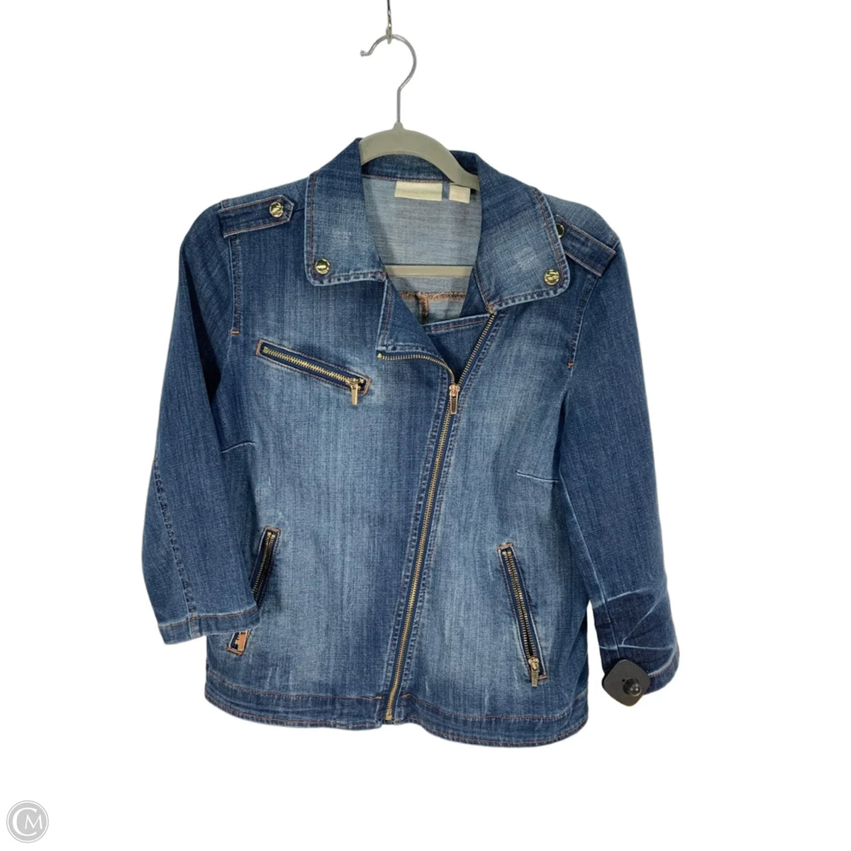 Jacket Denim By Chicos In Blue, Size: S