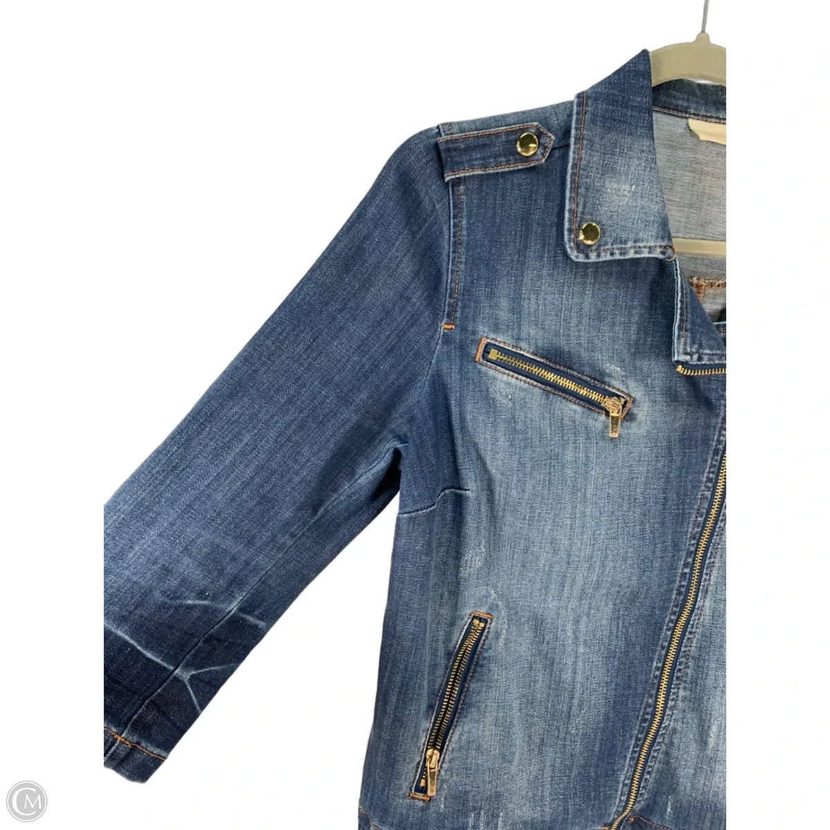 Jacket Denim By Chicos In Blue, Size: S