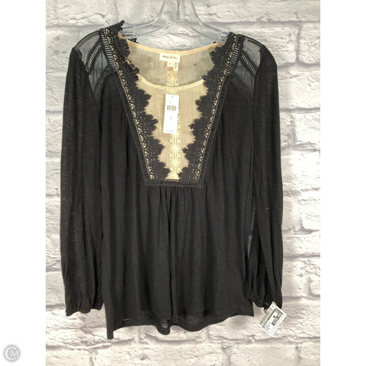 Top Long Sleeve By Meadow Rue In Black & Cream, Size: M