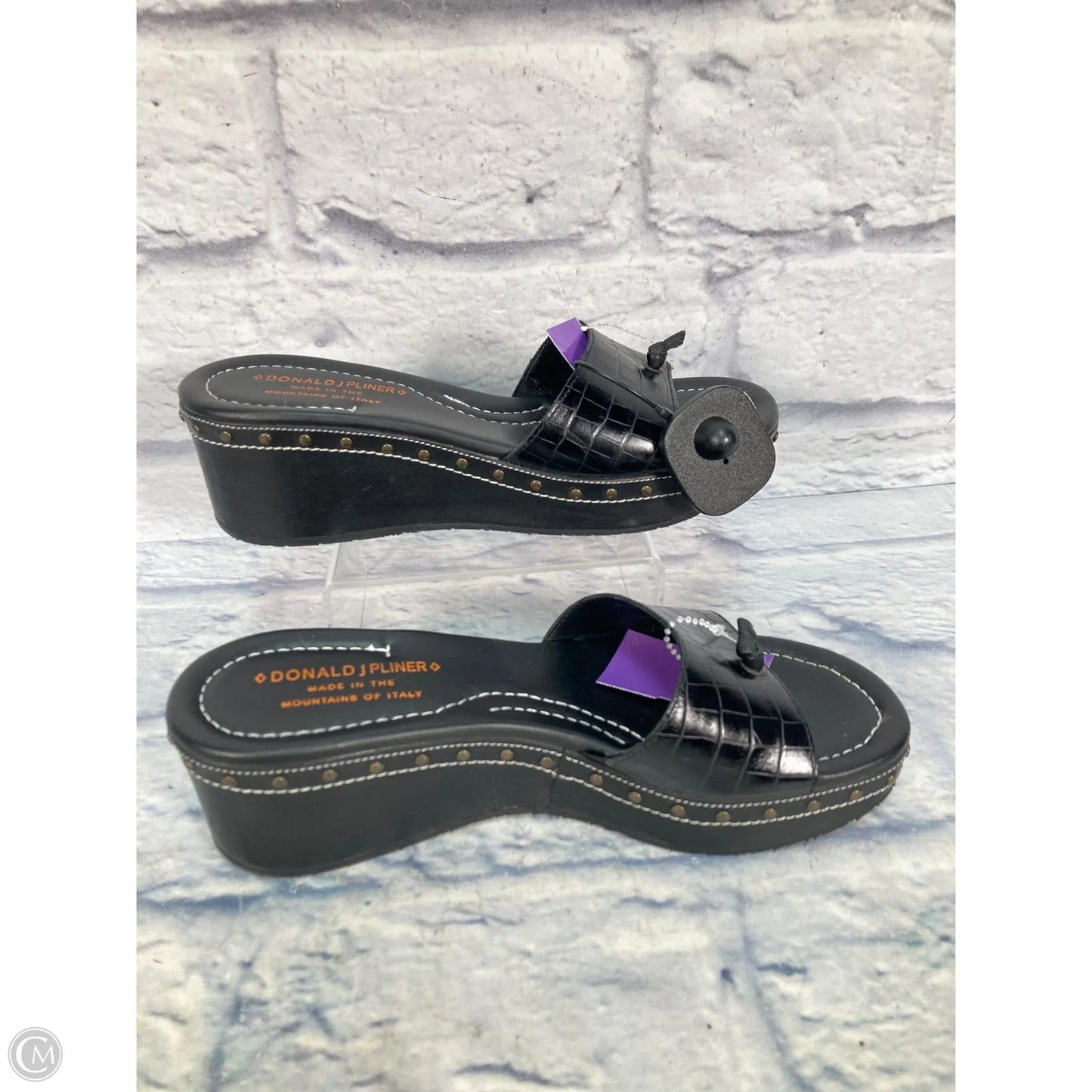 Sandals Heels Wedge By Donald Pliner In Black, Size: 7.5