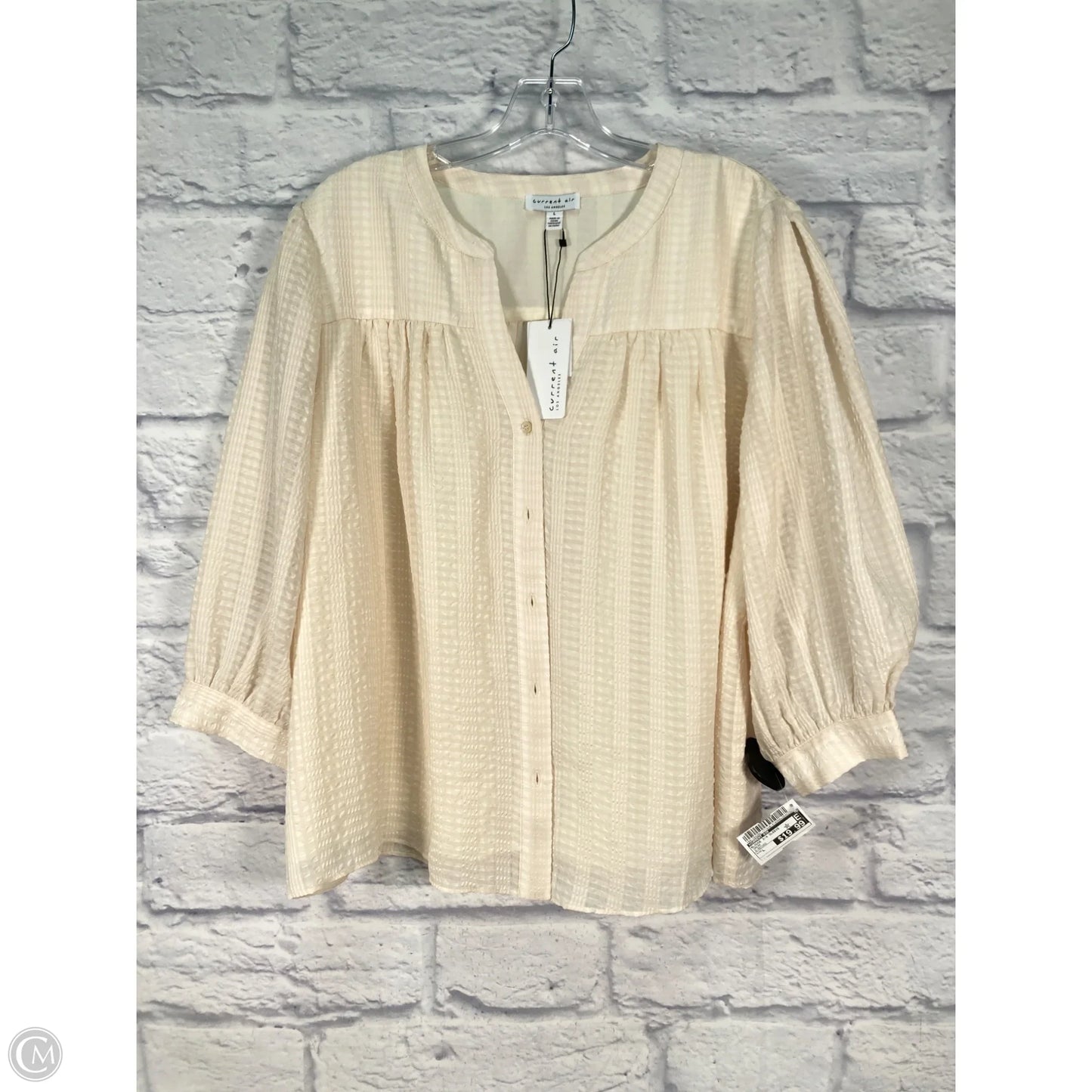 Blouse 3/4 Sleeve By Current Air In Cream, Size: L