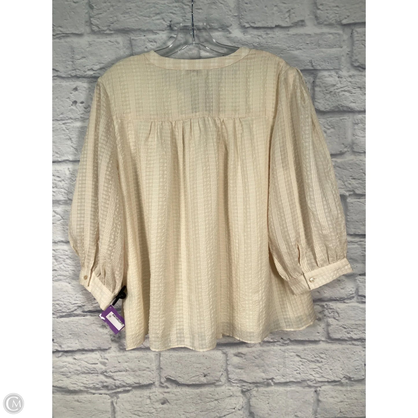 Blouse 3/4 Sleeve By Current Air In Cream, Size: L
