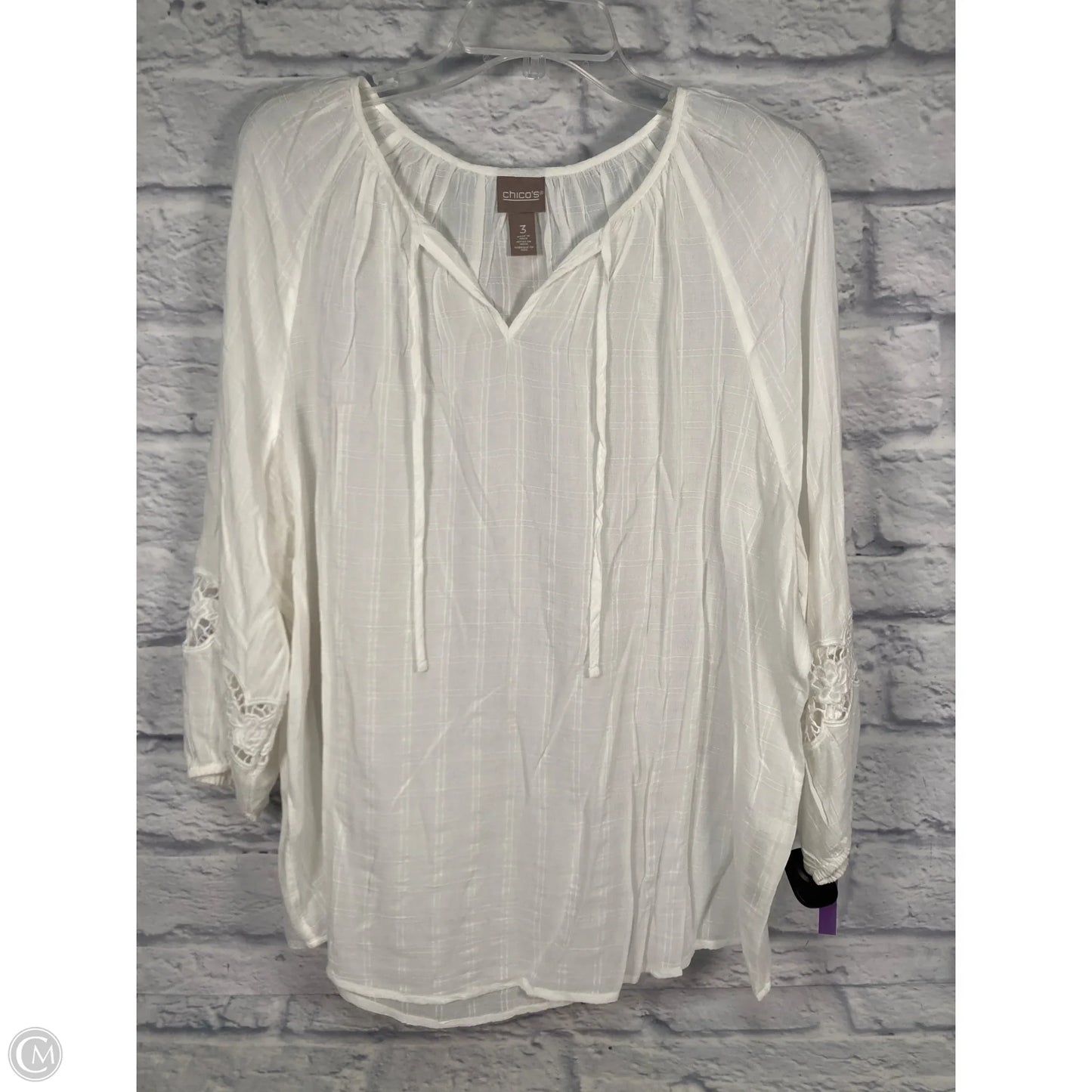 Top 3/4 Sleeve By Chicos In White, Size: Xl