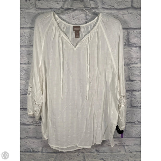 Top 3/4 Sleeve By Chicos In White, Size: Xl