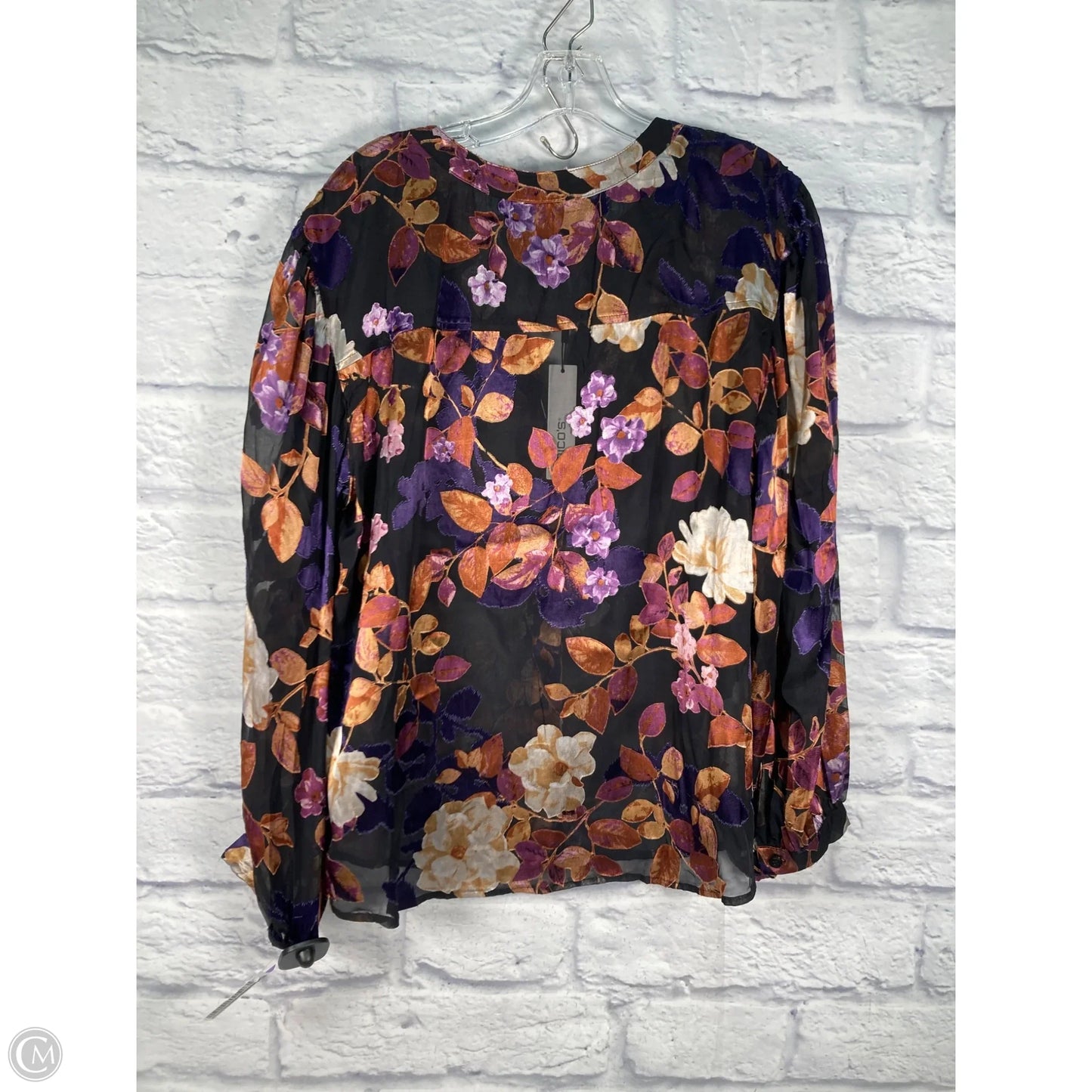 Blouse Long Sleeve By Chicos In Black & Purple, Size: Xl