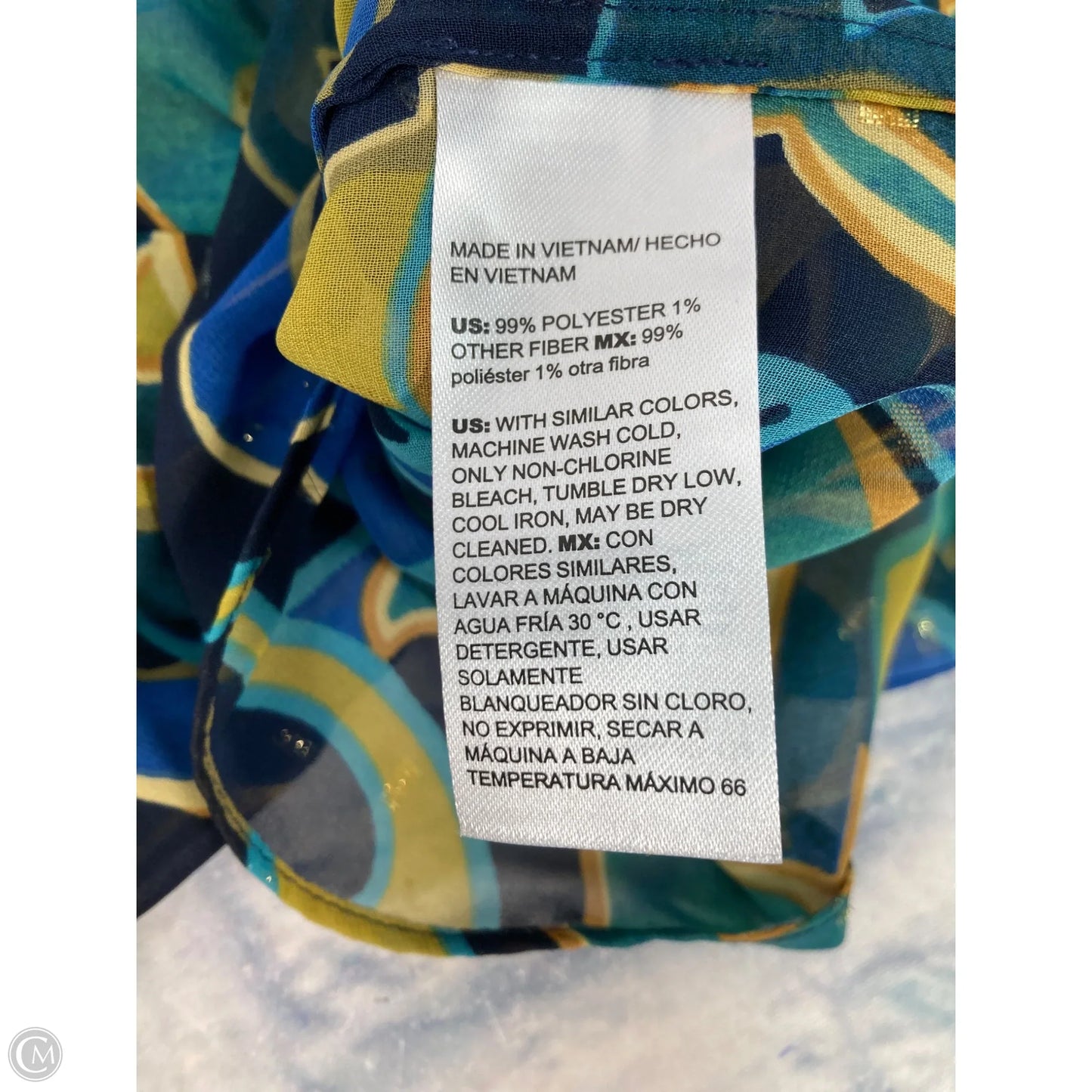 Blouse Long Sleeve By Chicos In Blue & Green, Size: 2x