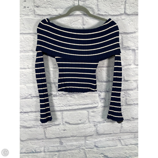 Top Long Sleeve By Meshki In Blue & White, Size: M