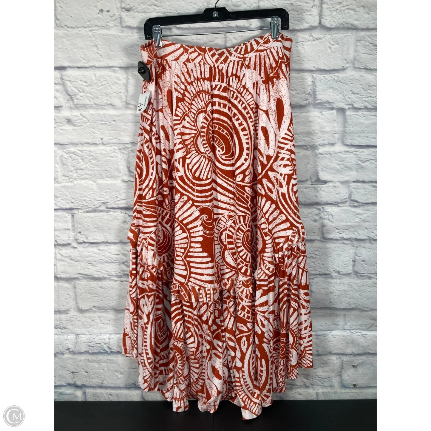Skirt Maxi By Anthropologie In Cream & Orange, Size: Xl