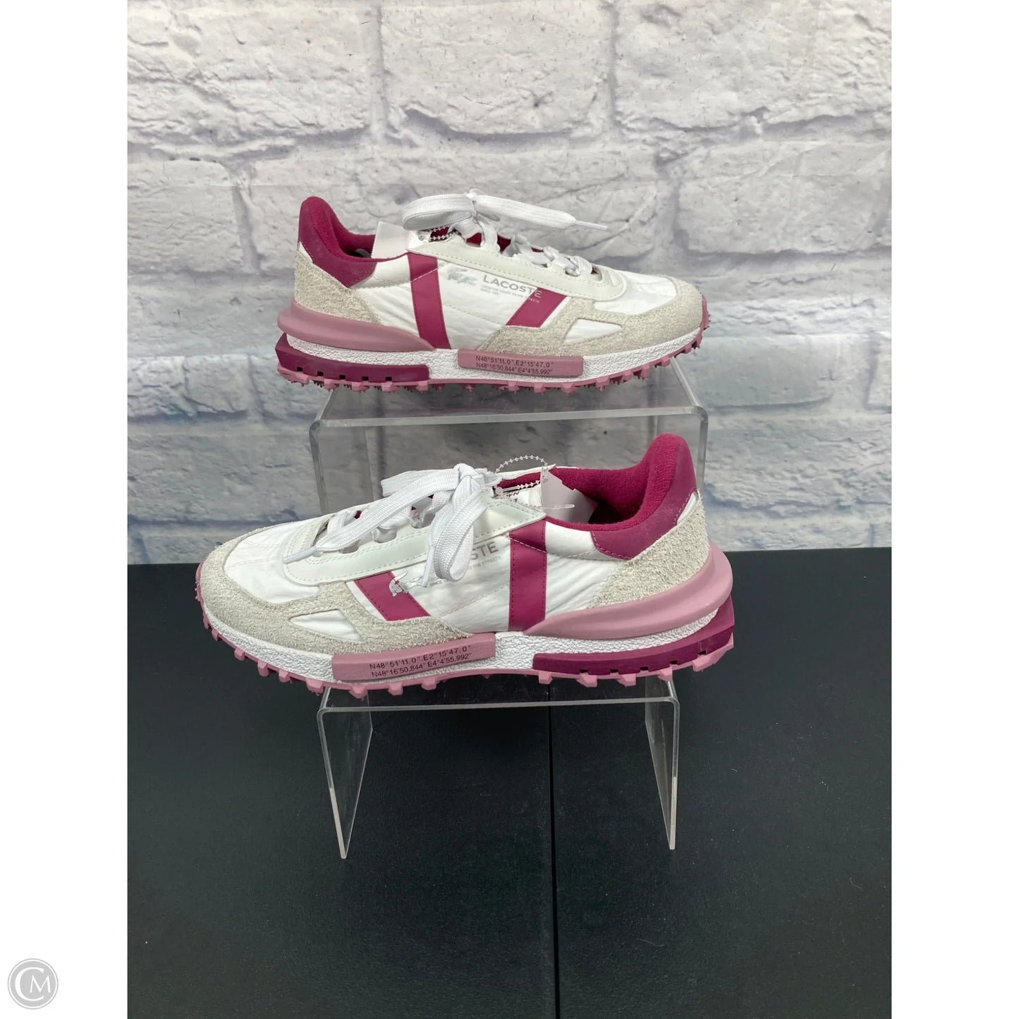 Shoes Athletic By Lacoste In Cream & Purple, Size: 9