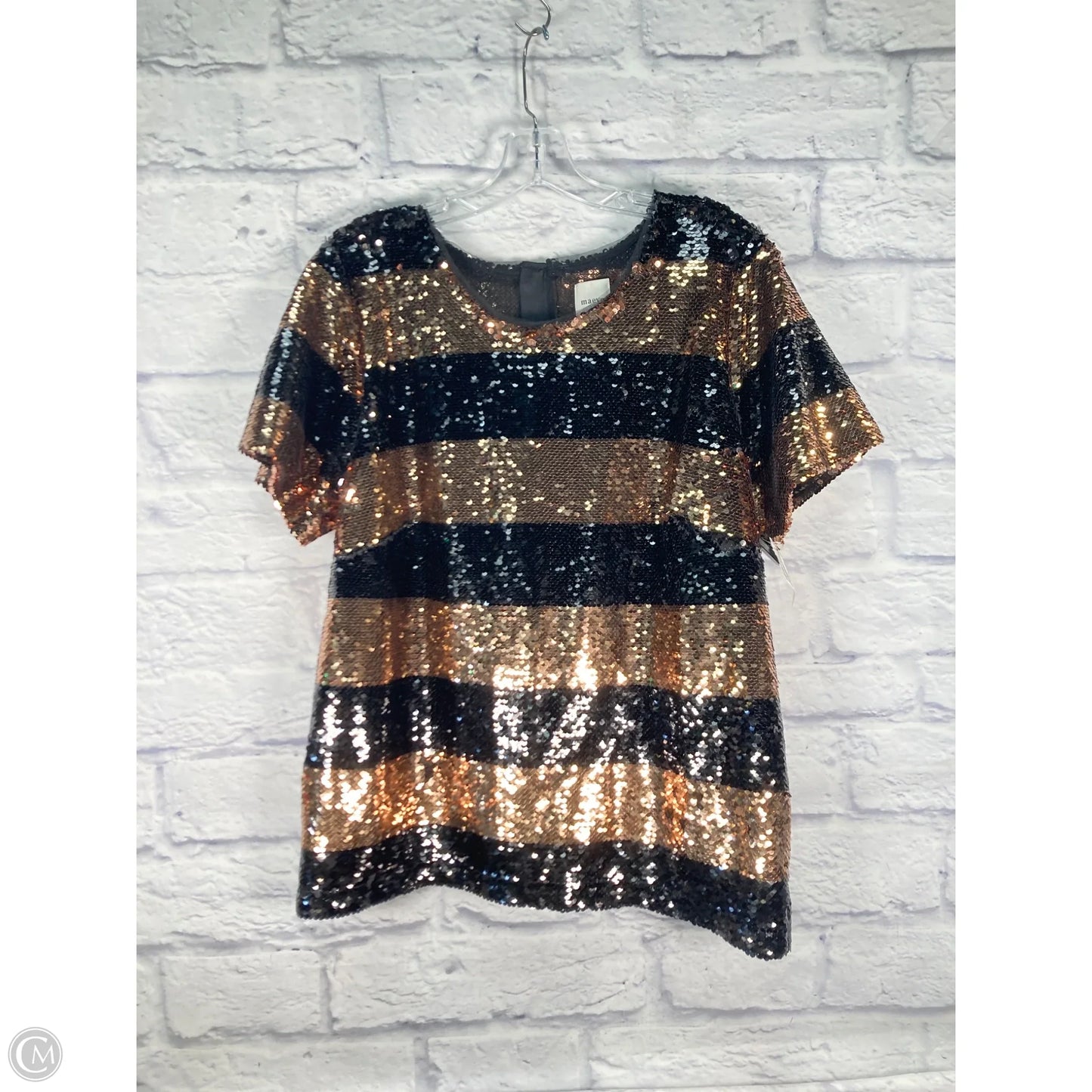 Top Short Sleeve By Maeve In Black & Brown, Size: L