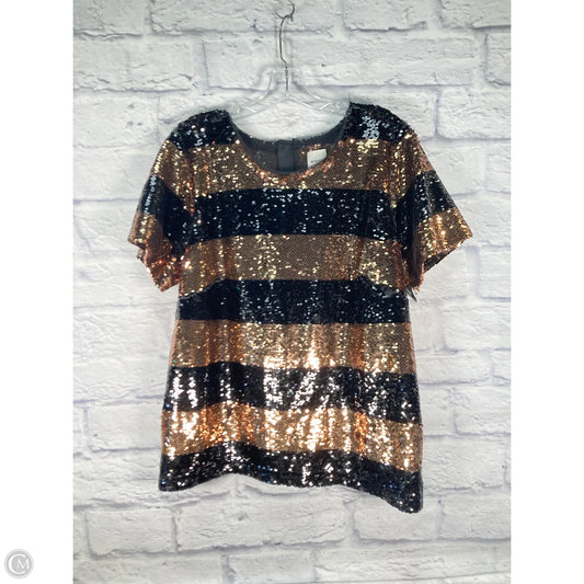 Top Short Sleeve By Maeve In Black & Brown, Size: L