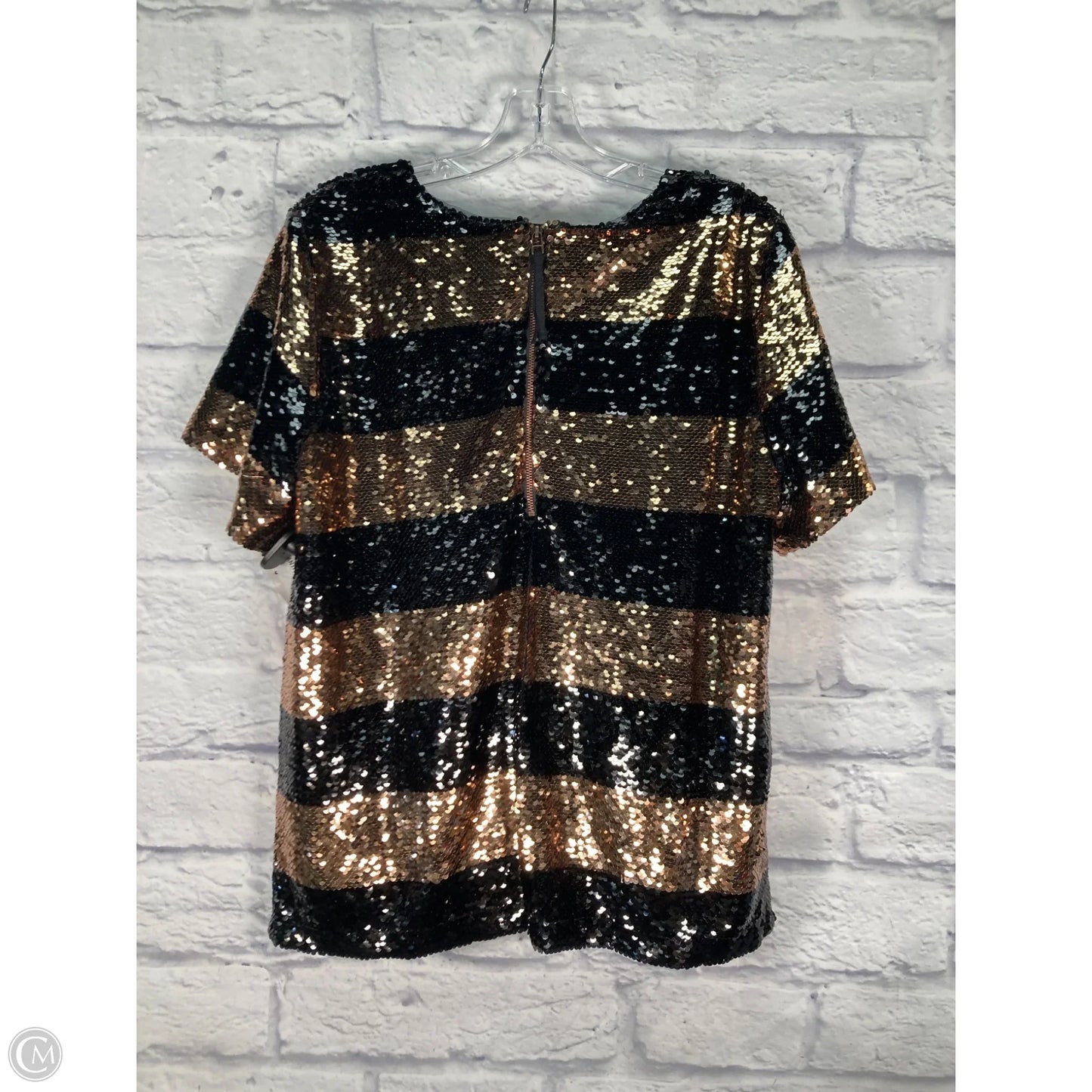 Top Short Sleeve By Maeve In Black & Brown, Size: L