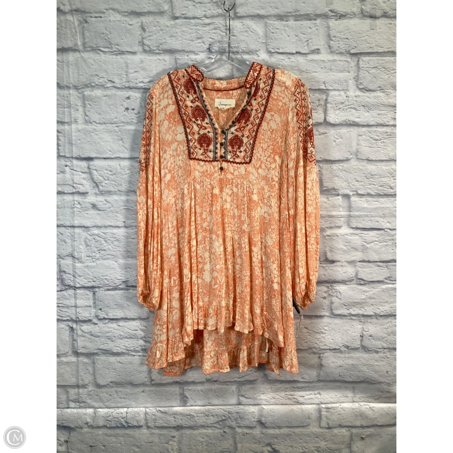 Blouse Long Sleeve By Anthropologie In Orange, Size: Xs