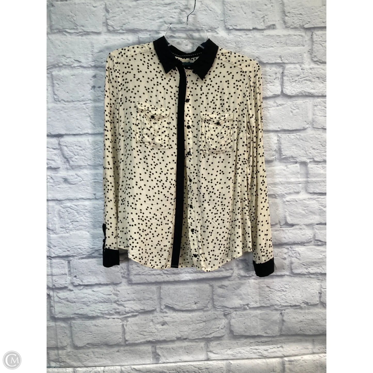 Blouse Long Sleeve By Maeve In Black & Cream, Size: Xs