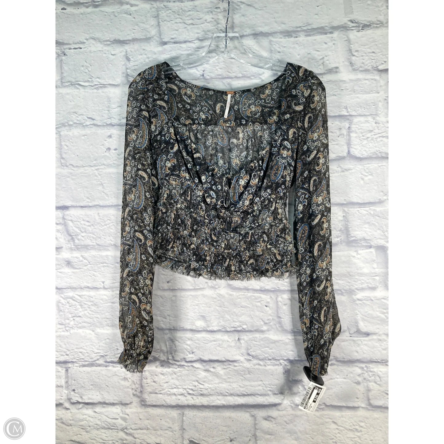 Blouse Long Sleeve By Free People In Grey, Size: Xs