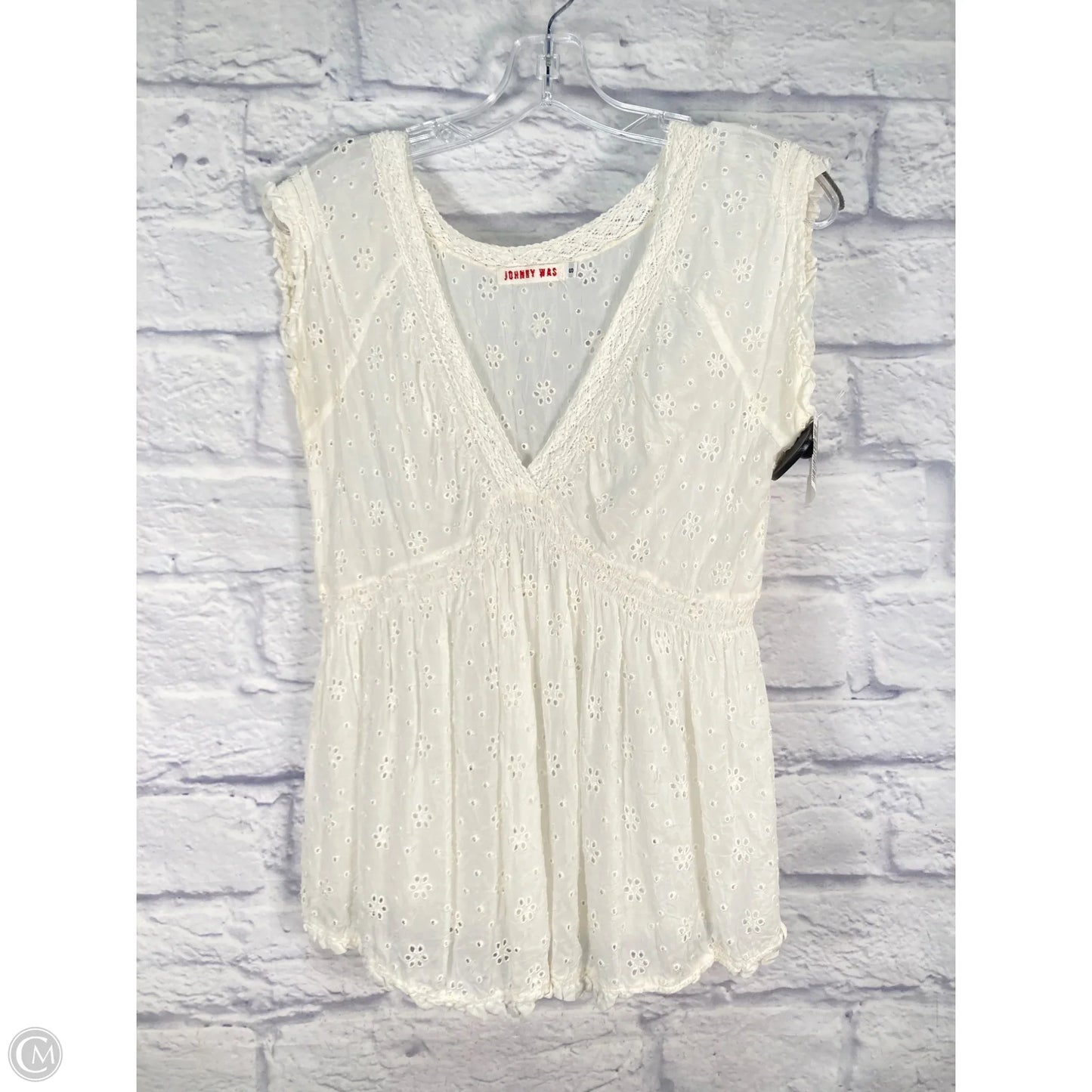 Top Short Sleeve By Johnny Was In White, Size: S