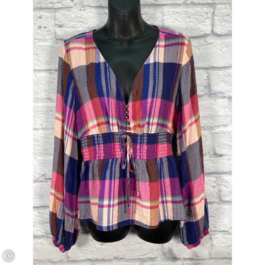 Top Long Sleeve By Pilcro In Blue & Purple, Size: S