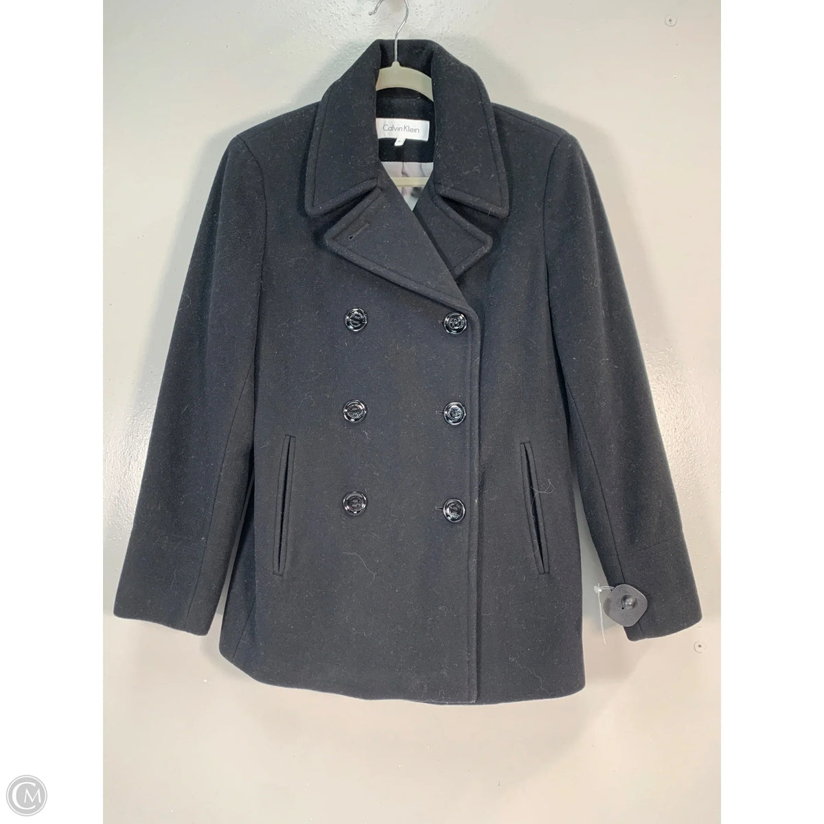 Coat Wool By Calvin Klein In Black, Size: S