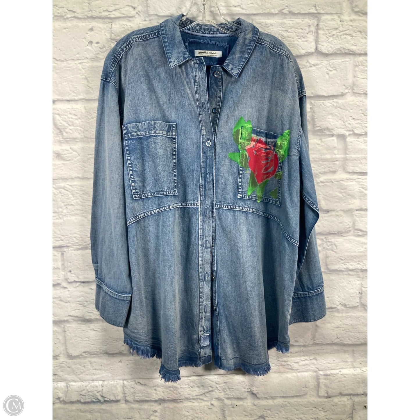Top Long Sleeve By We The Free In Blue Denim, Size: L