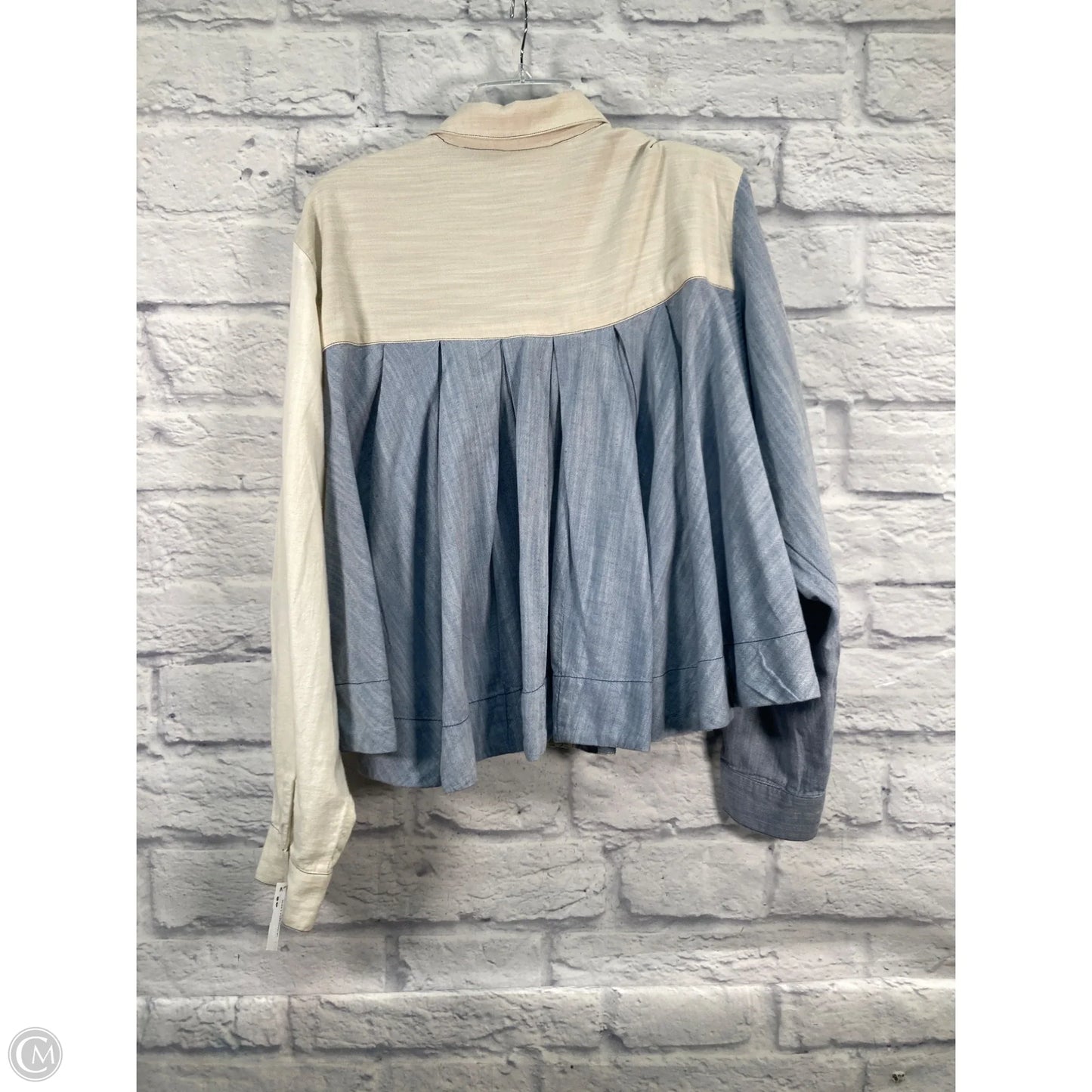 Top Long Sleeve By Maeve In Blue & Cream, Size: Xl