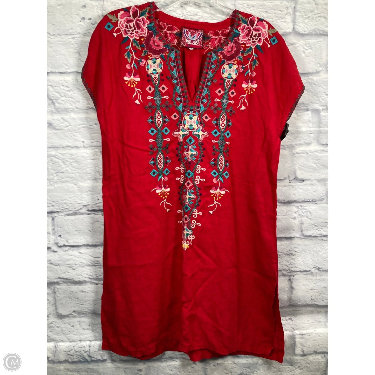 Dress Designer By Johnny Was In Red, Size: S