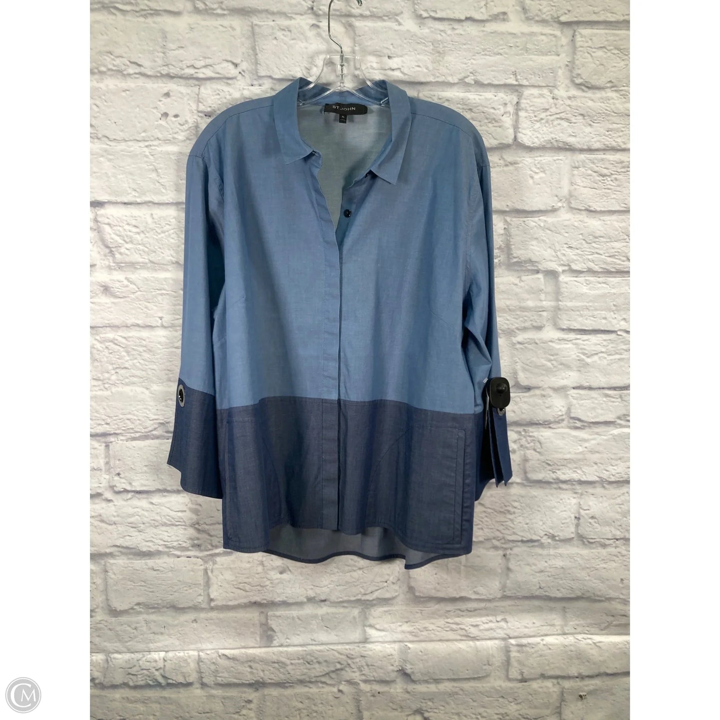 Top Long Sleeve Designer By St. John In Blue, Size: Xl