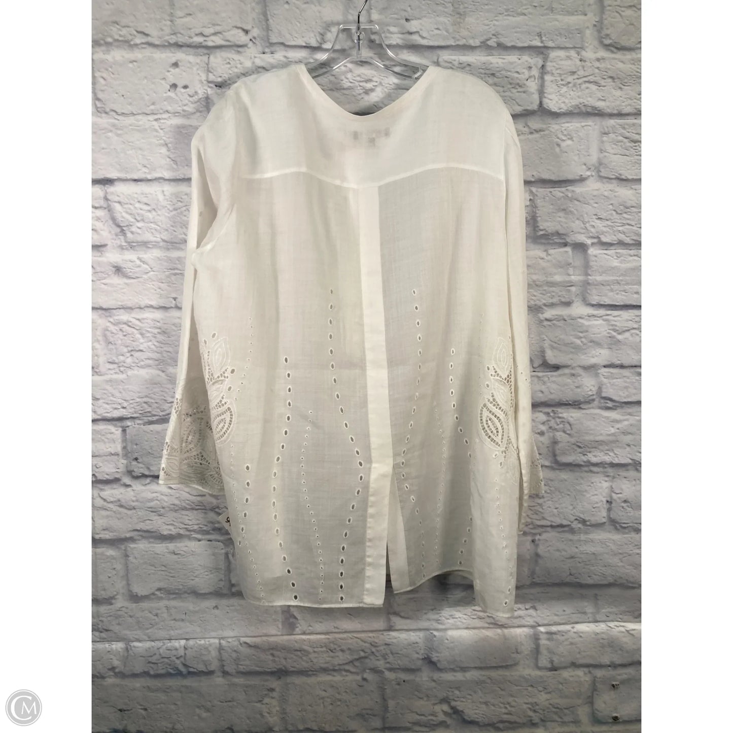 Top Long Sleeve Designer By Lafayette 148 In White, Size: Xl