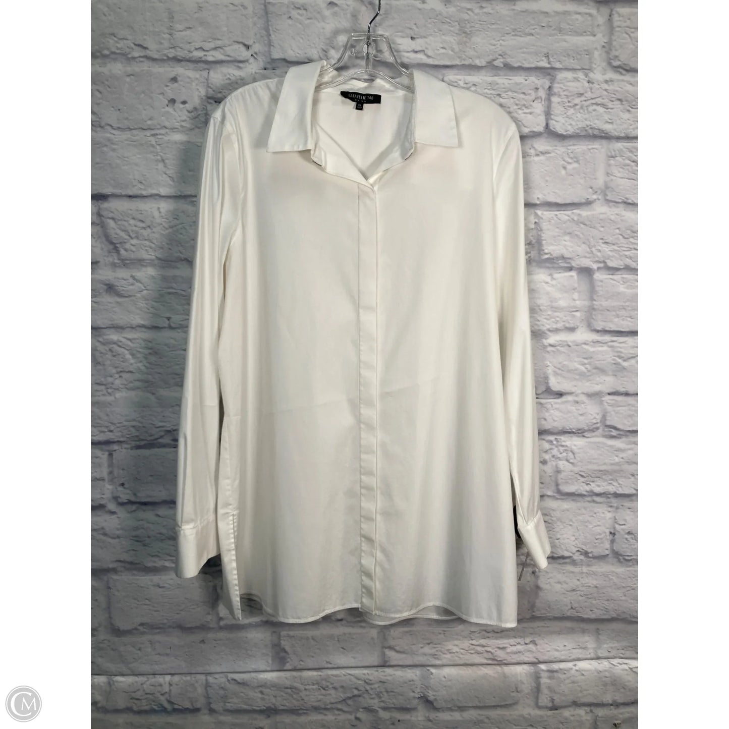 Top Long Sleeve Designer By Lafayette 148 In White, Size: Xl