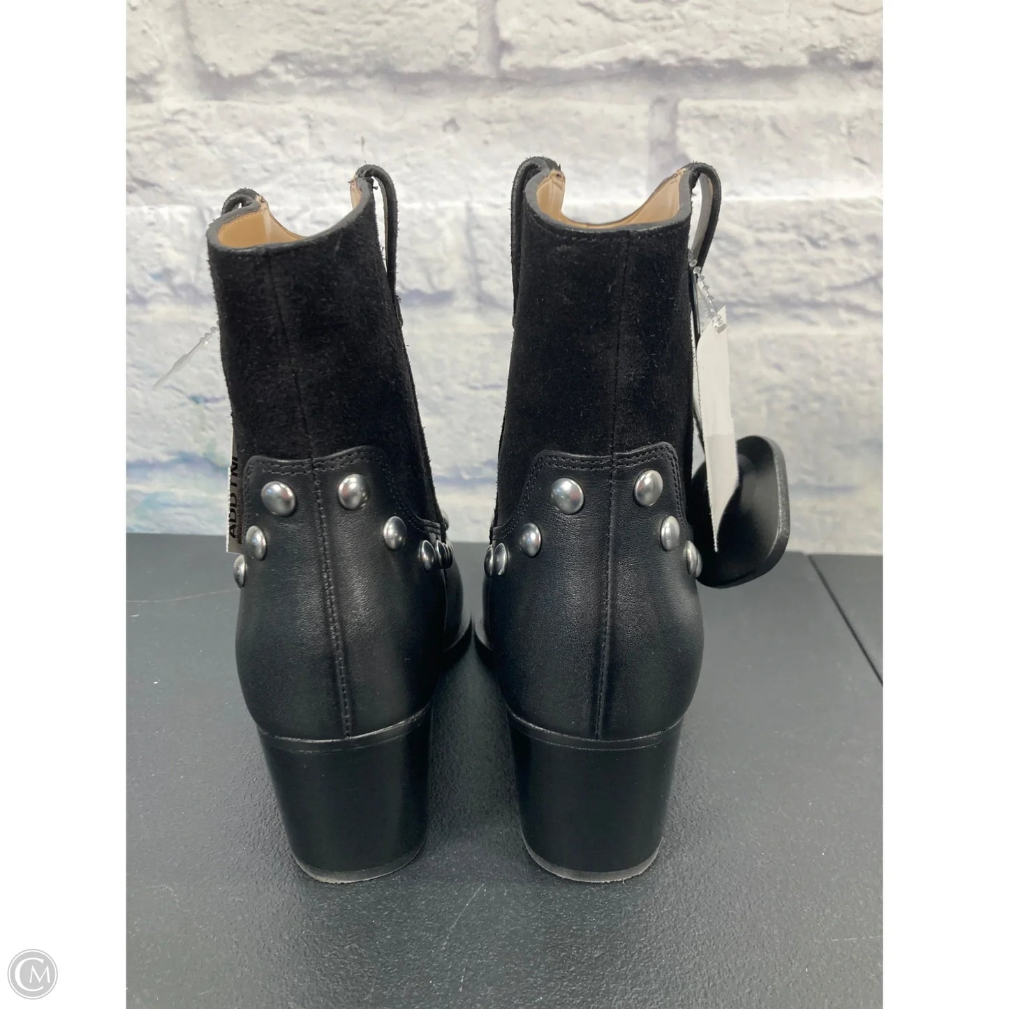 Boots Designer By Coach In Black & Silver, Size: 6