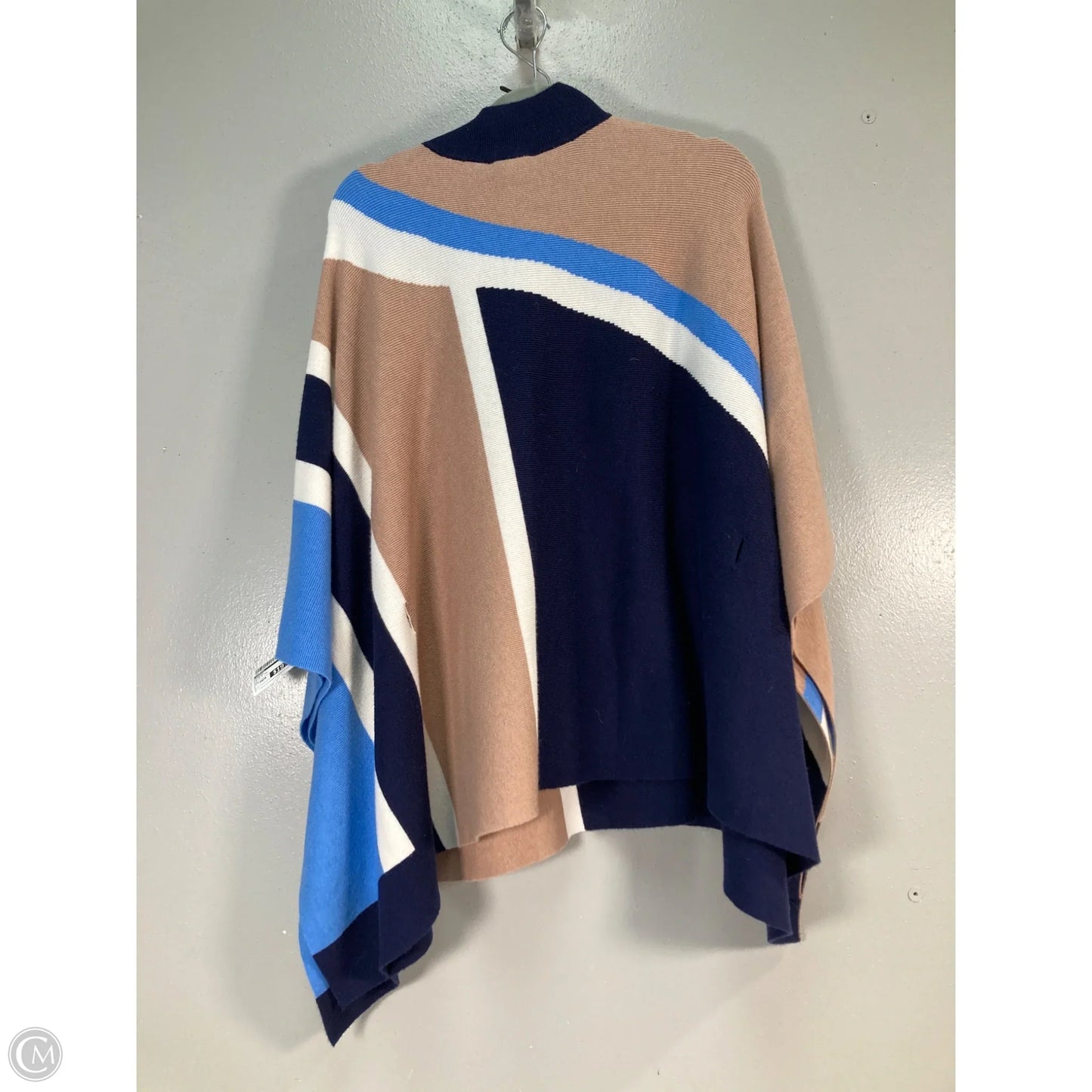 Poncho By Chicos In Blue & Tan, Size: Osfm