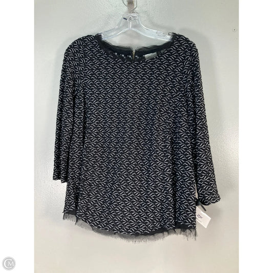 Top Long Sleeve By Anthropologie In Black & White, Size: M