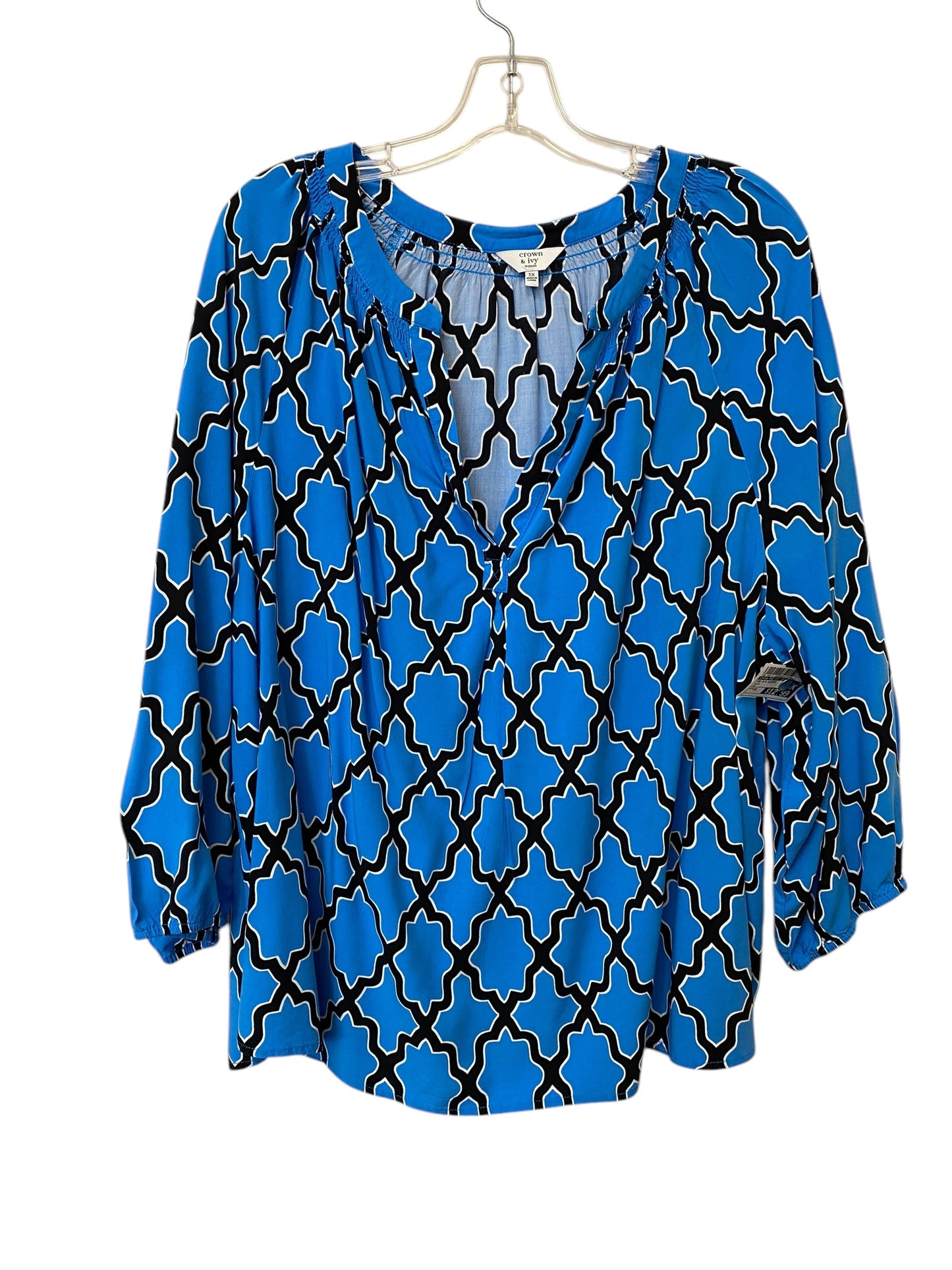 Top 3/4 Sleeve By Crown And Ivy In Blue, Size: 3x