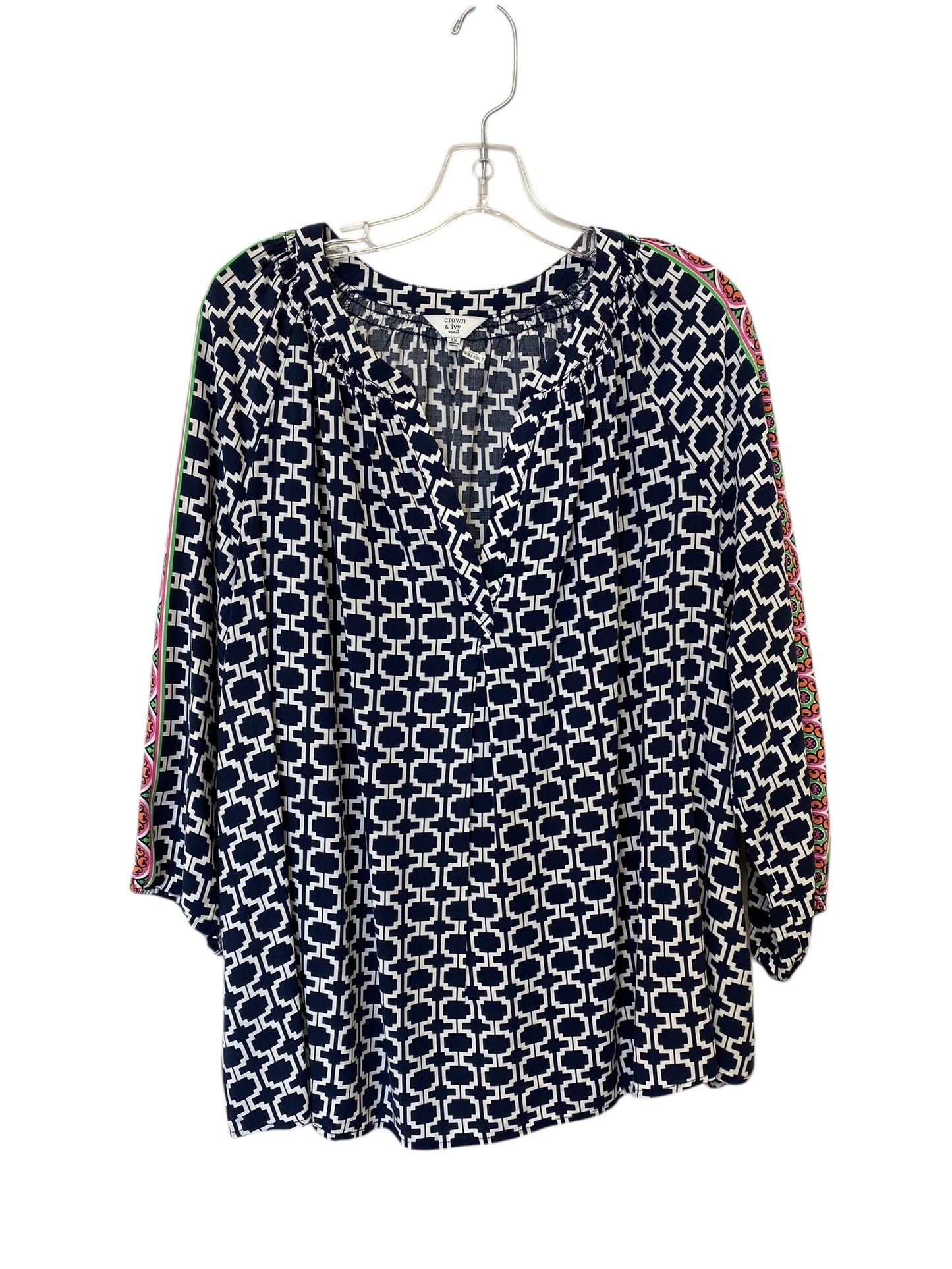 Top 3/4 Sleeve By Crown And Ivy In Blue, Size: 3x