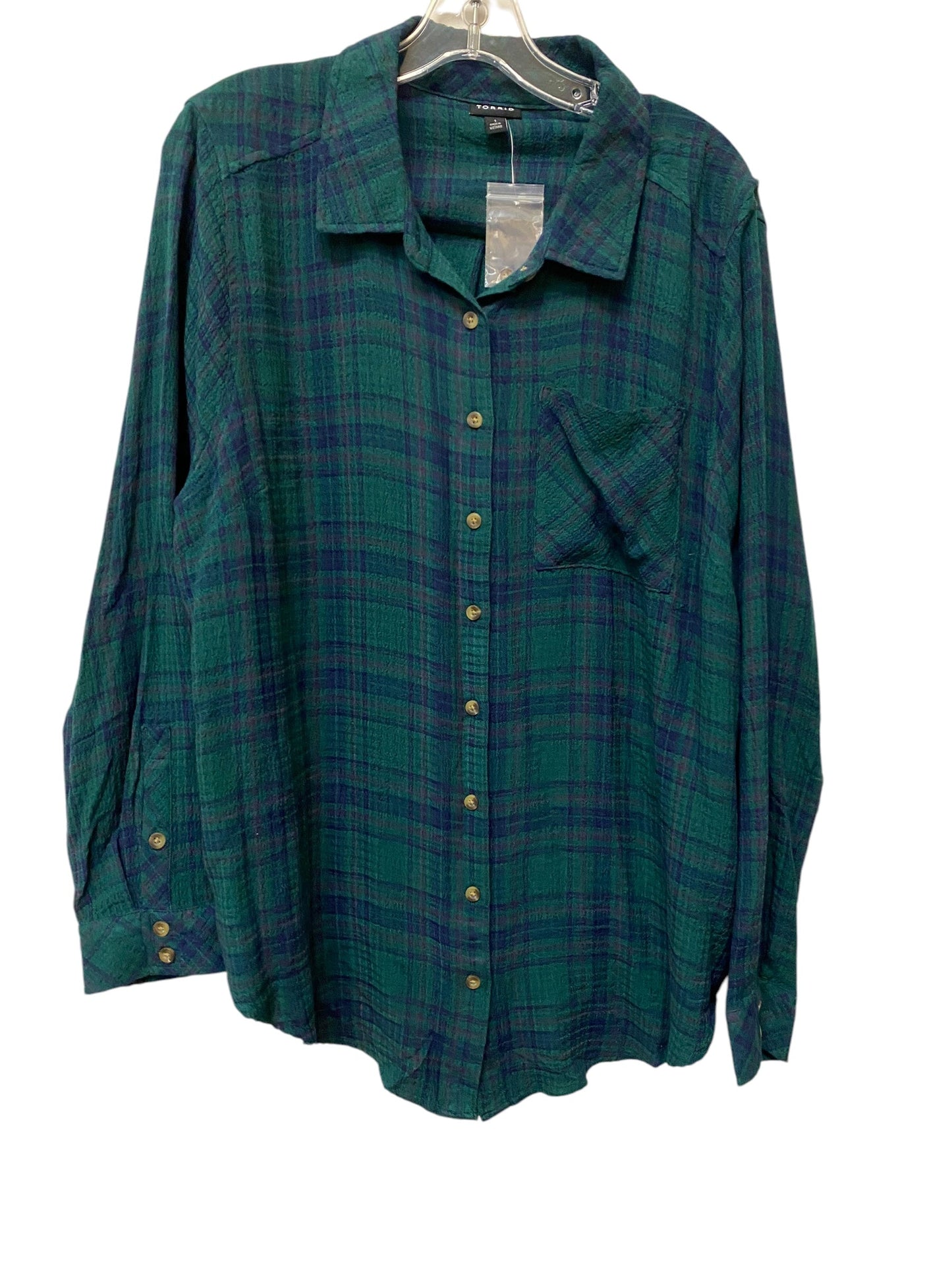 Top Long Sleeve By Torrid In Green, Size: Xl