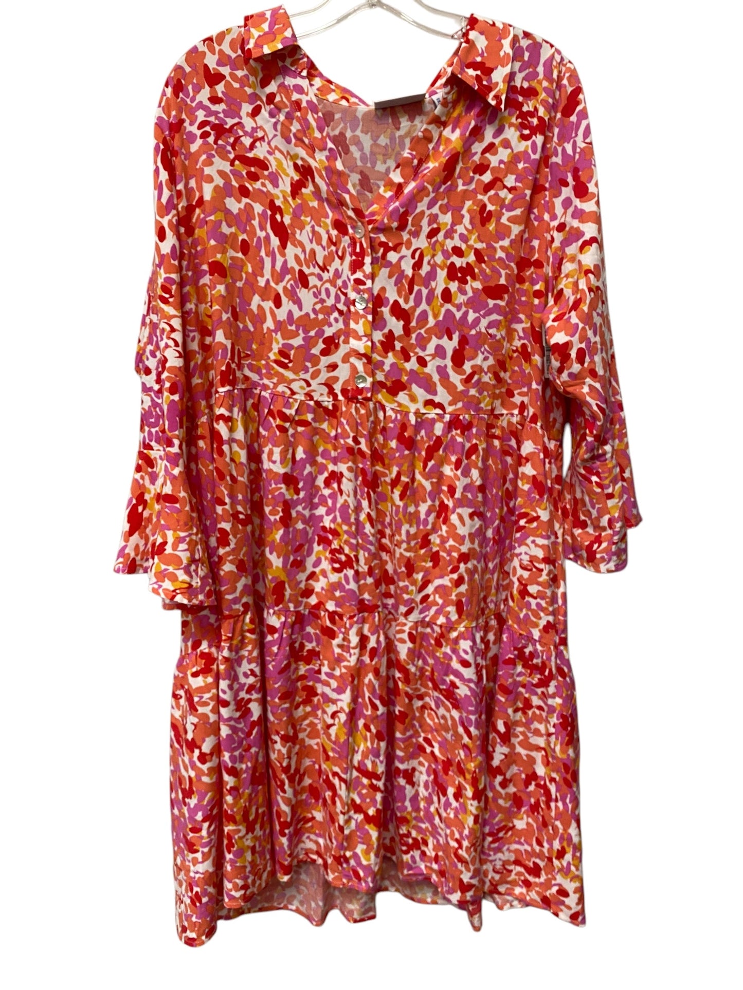 Dress Casual Short By Susan Graver In Pink & Red, Size: L