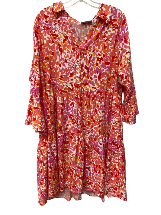 Dress Casual Short By Susan Graver In Pink & Red, Size: L